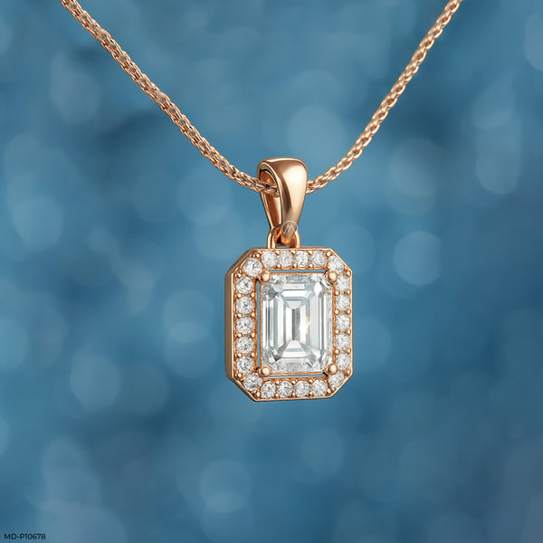 Emerald Glow Pendant 14K Rose Gold