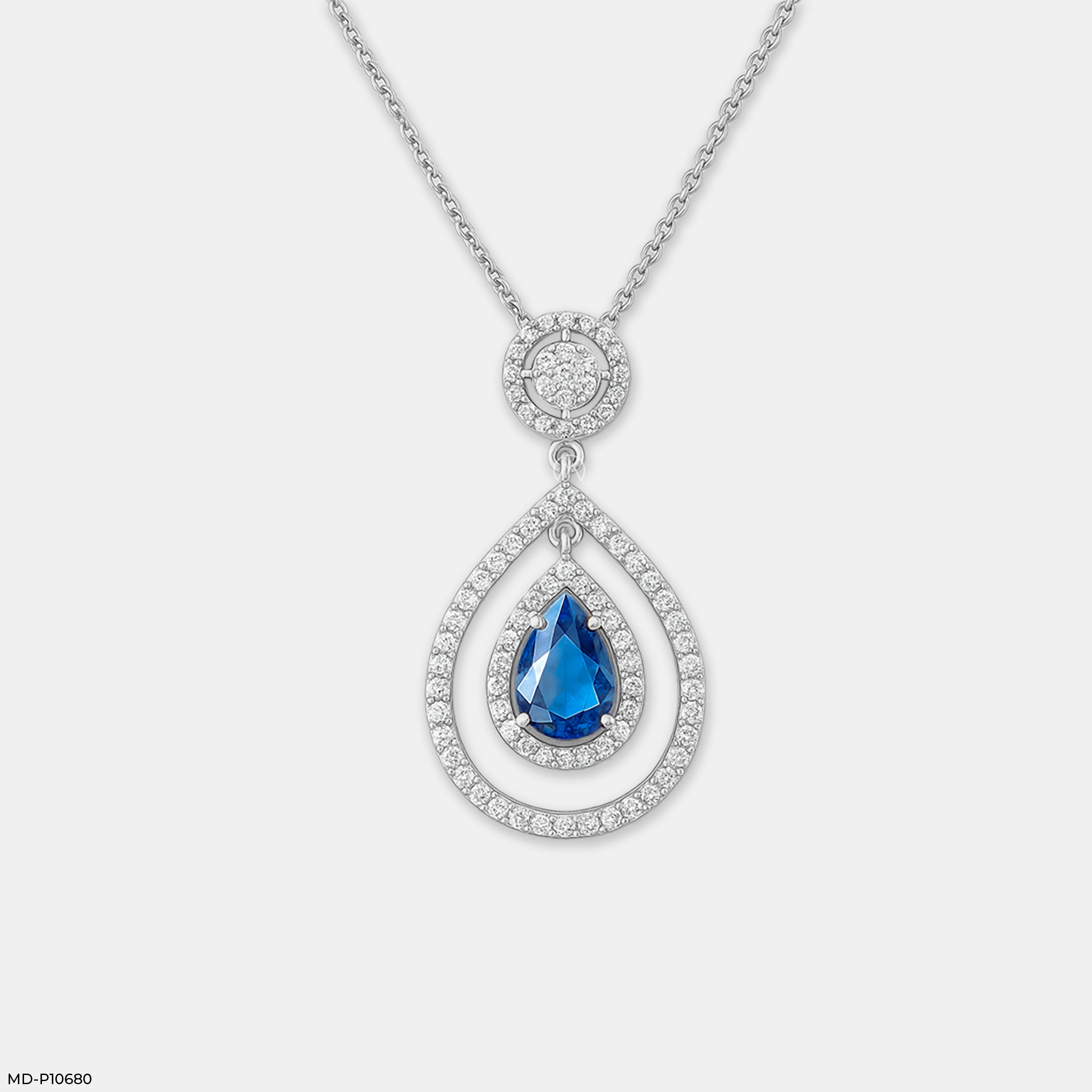 Teardrop Cascade Pendant 14K White Gold