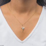 Solitaire Wave Pendant 9K Yellow Gold