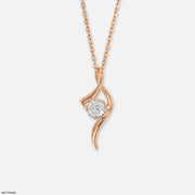 Solitaire Wave Pendant 14K Rose Gold