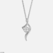 Solitaire Wave Pendant 9K White Gold