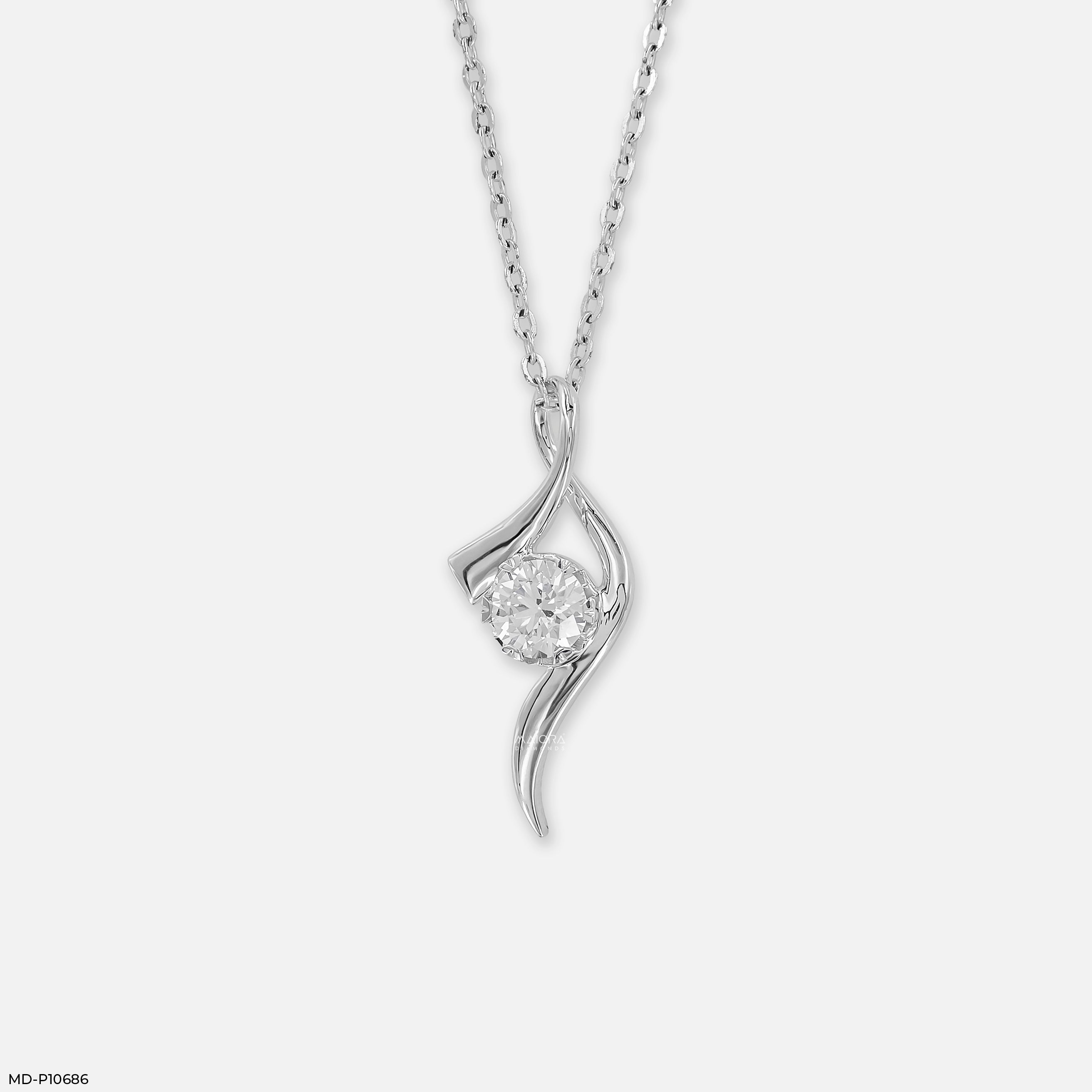 Solitaire Wave Pendant 14K Rose Gold
