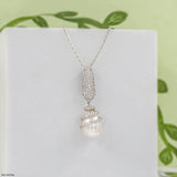 Elegant Spiral Diamond Pendant 9K White Gold