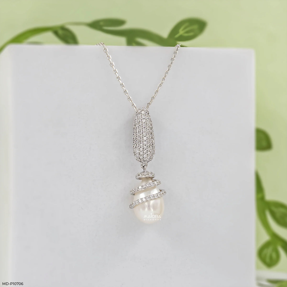 Elegant Spiral Diamond Pendant