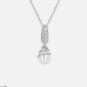 Elegant Spiral Diamond Pendant 18K White Gold