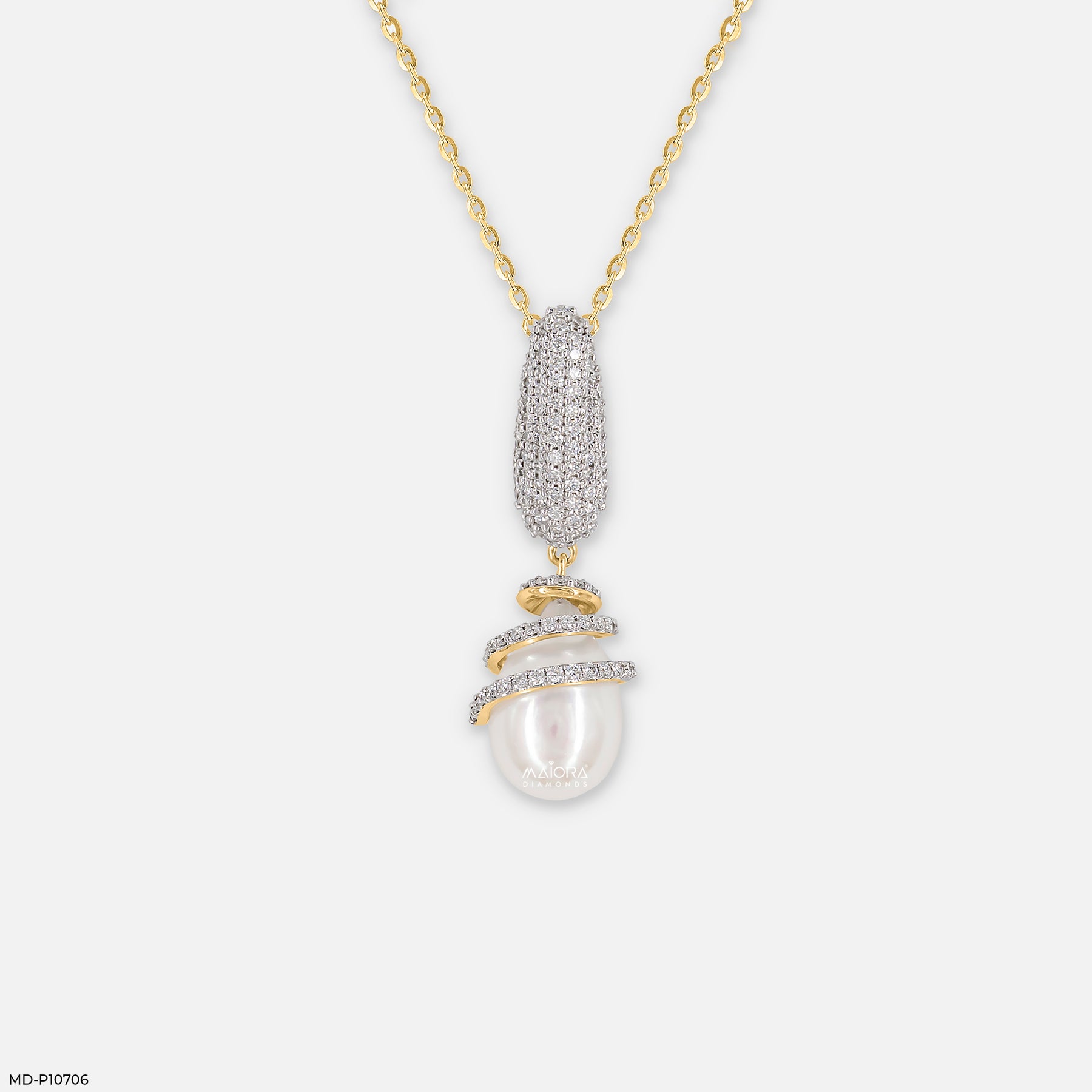 Elegant Spiral Diamond Pendant 9K White Gold