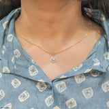 0.75 Carat Vela Diamond Halo Drop Lab Diamond Pendant 9K Rose Gold