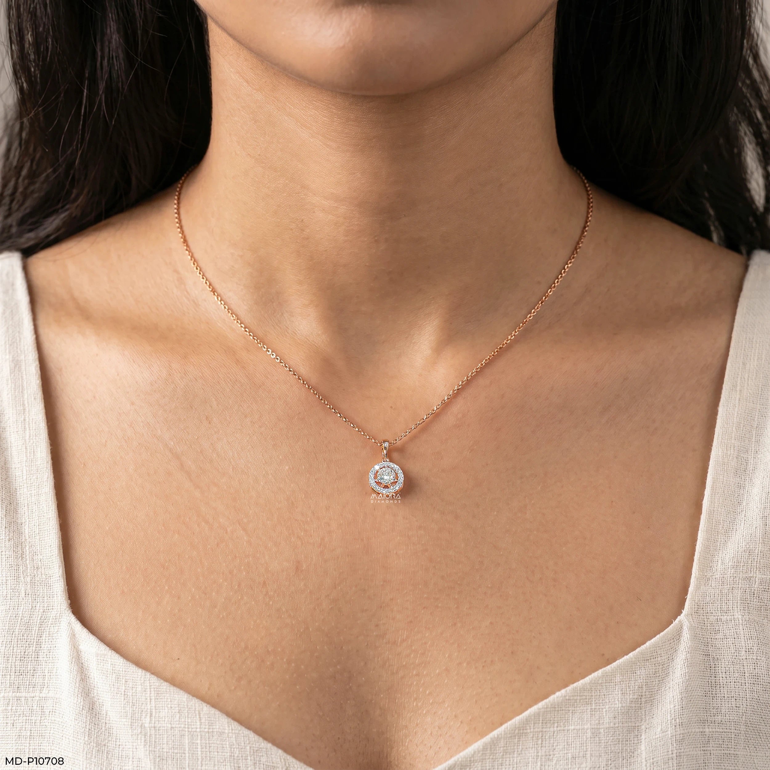 0.75 Carat Vela Diamond Halo Drop Lab Diamond Pendant