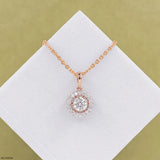 0.75 Carat Vela Diamond Halo Drop Lab Diamond Pendant 9K Rose Gold