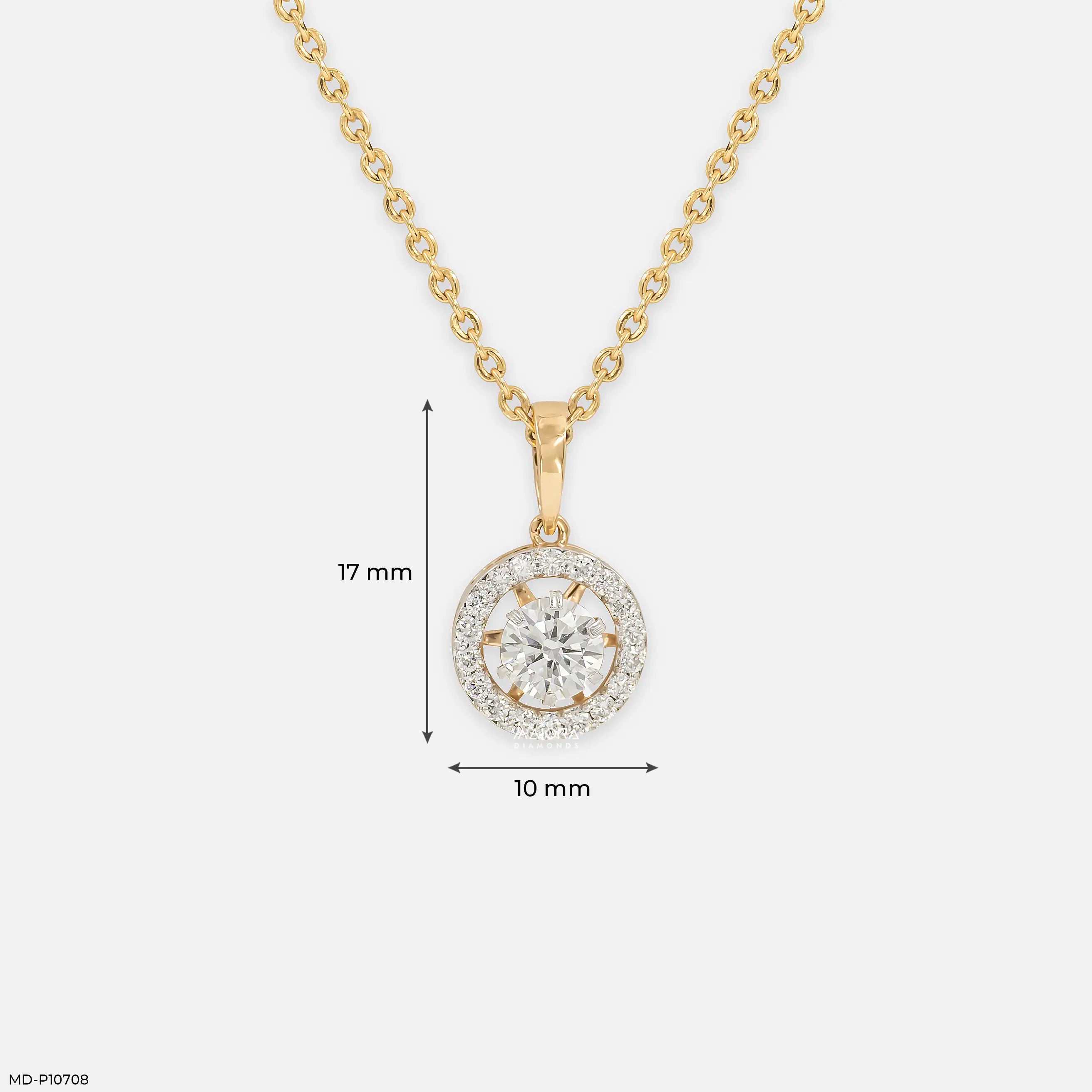 0.75 Carat Vela Diamond Halo Drop Lab Diamond Pendant 9K Rose Gold