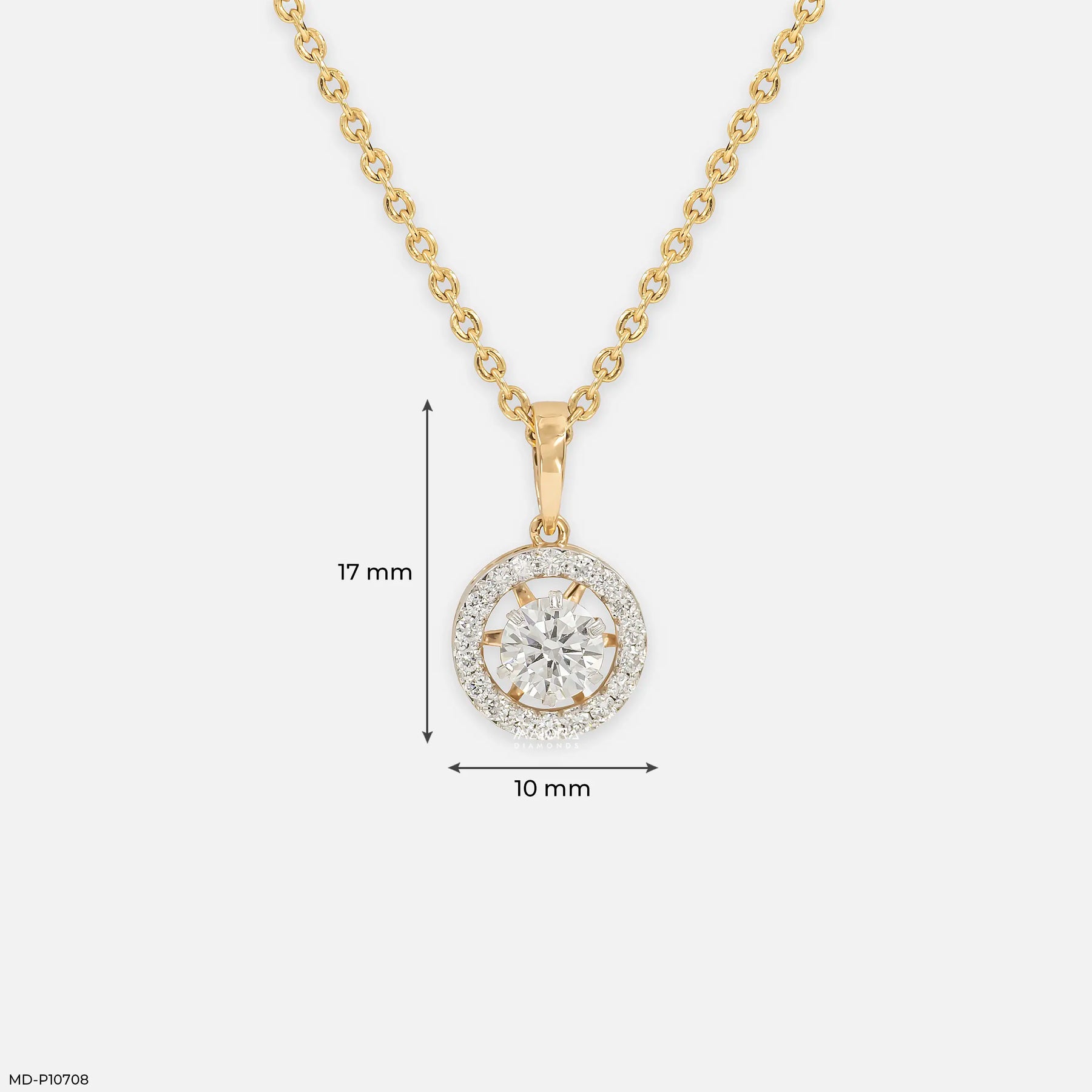 0.75 Carat Vela Diamond Halo Drop Lab Diamond Pendant 9K Rose Gold