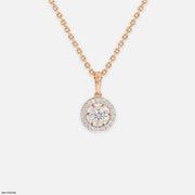 0.75 Carat Vela Diamond Halo Drop Lab Diamond Pendant 9K Rose Gold