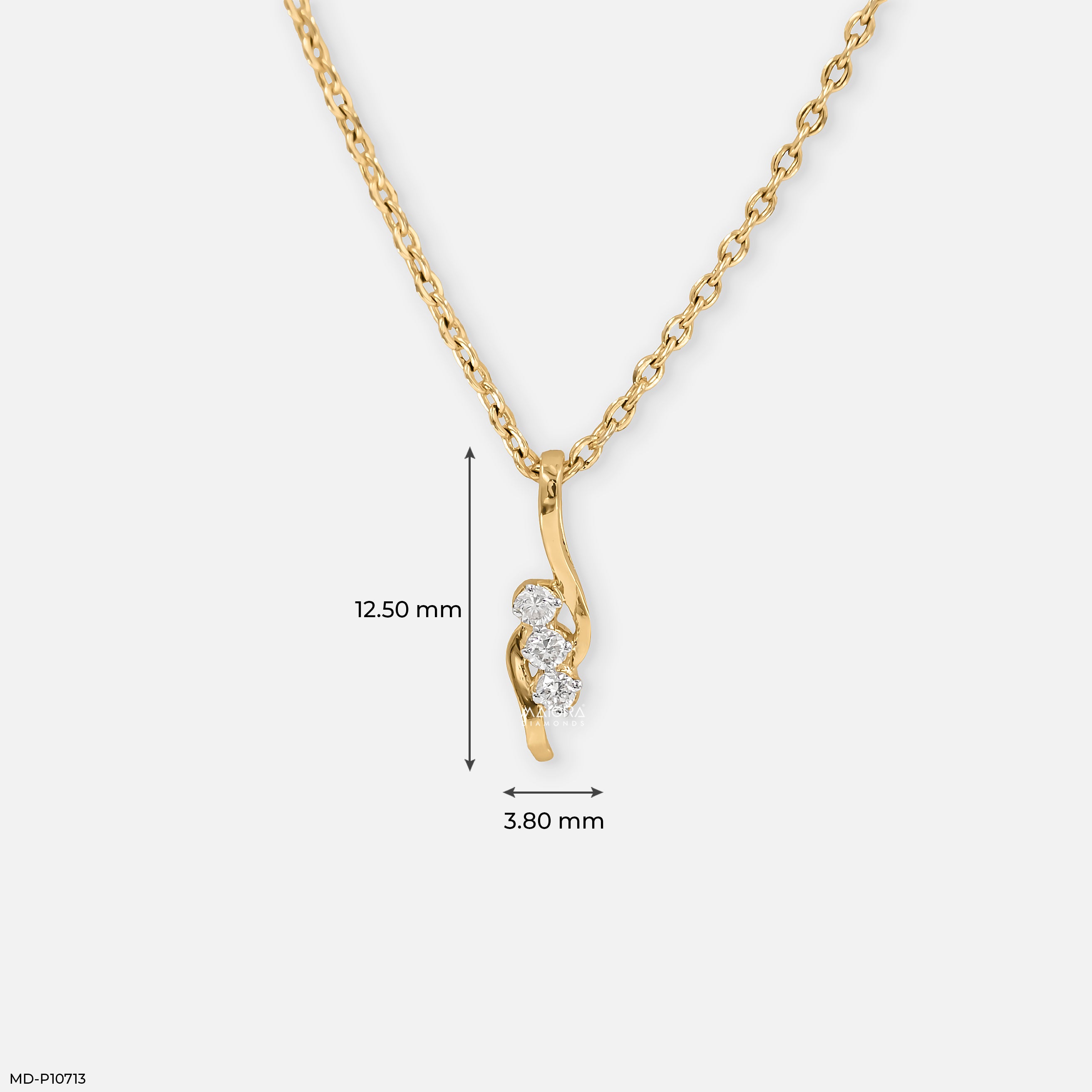 Silver Twist Diamond Pendant 9K Yellow Gold