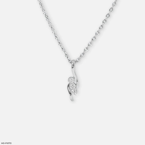 Silver Twist Diamond Pendant 9K White Gold