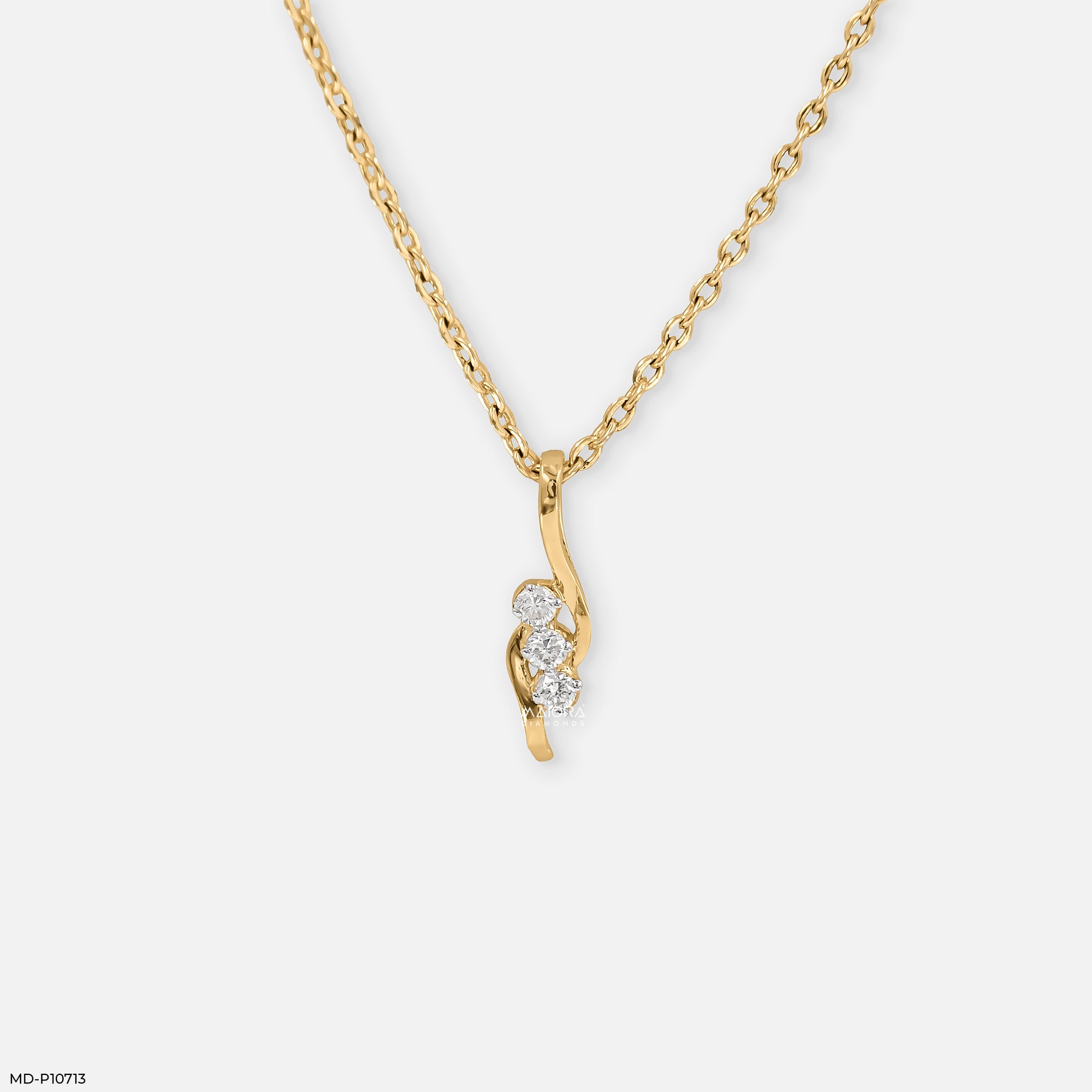 Silver Twist Diamond Pendant 9K Yellow Gold