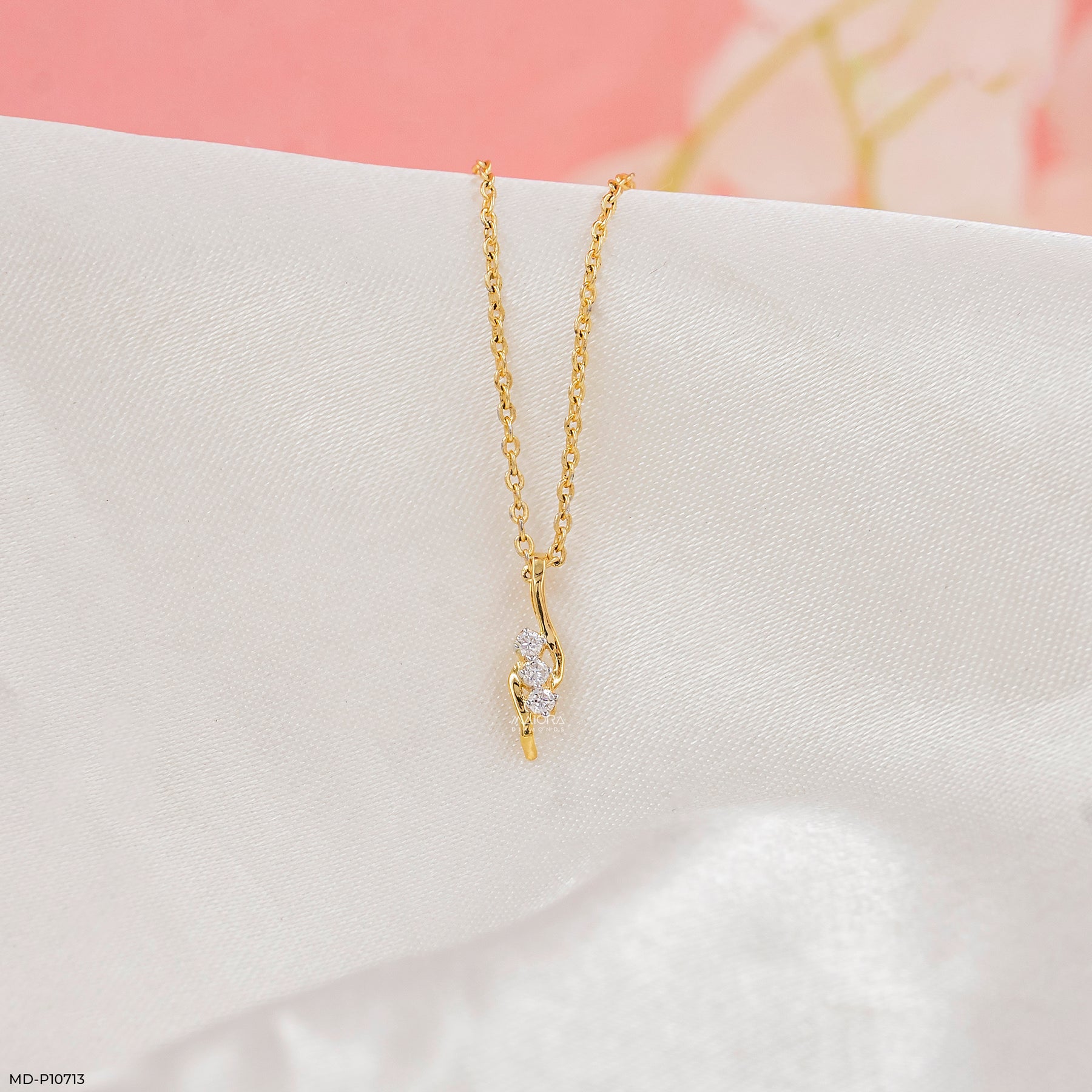 Silver Twist Diamond Pendant 9K Yellow Gold