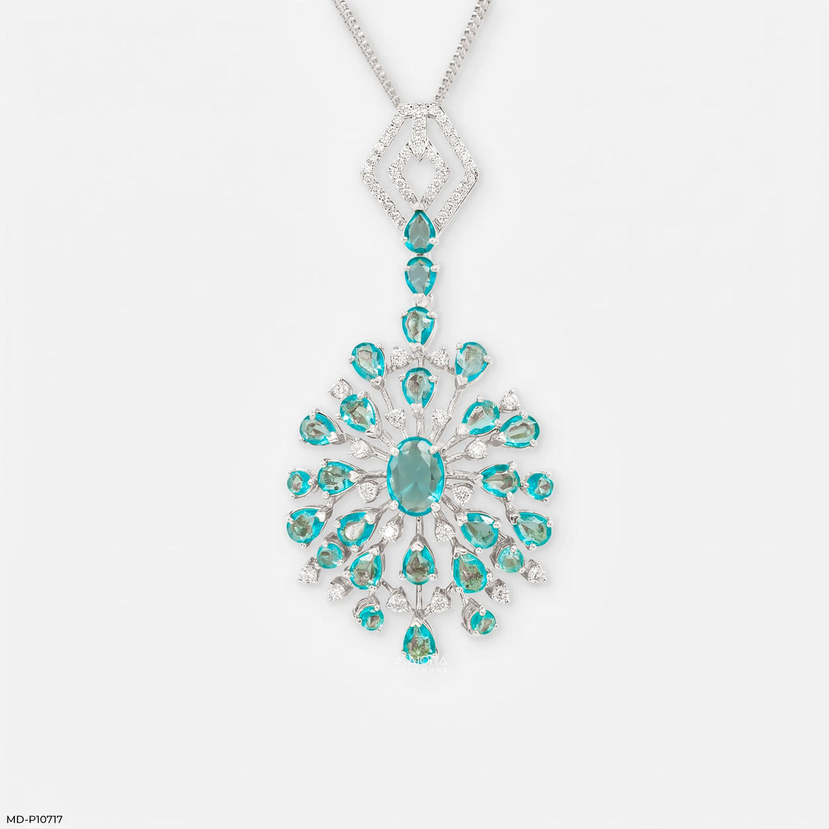 Frozen Blue Drop Diamond Pendant