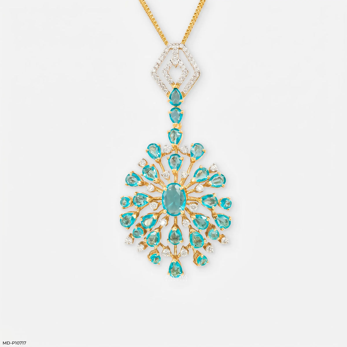 Frozen Blue Drop Diamond Pendant