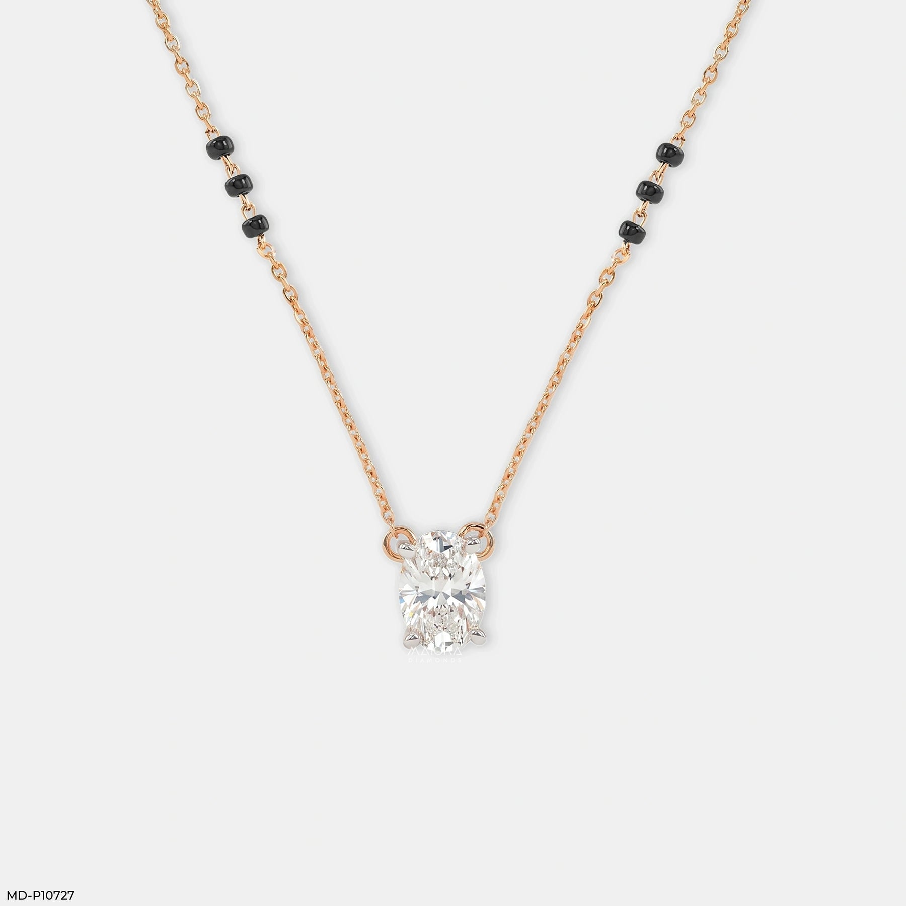 Majestic Solitaire Oval Diamond Mangalsutra Platinum 950