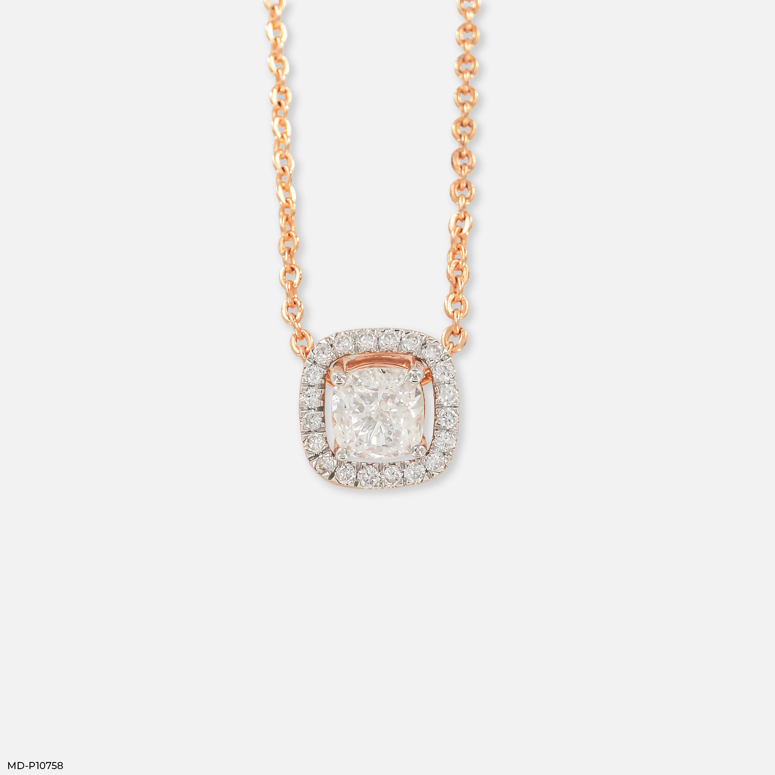 Halo Cushion Solitaire Diamond Pendant