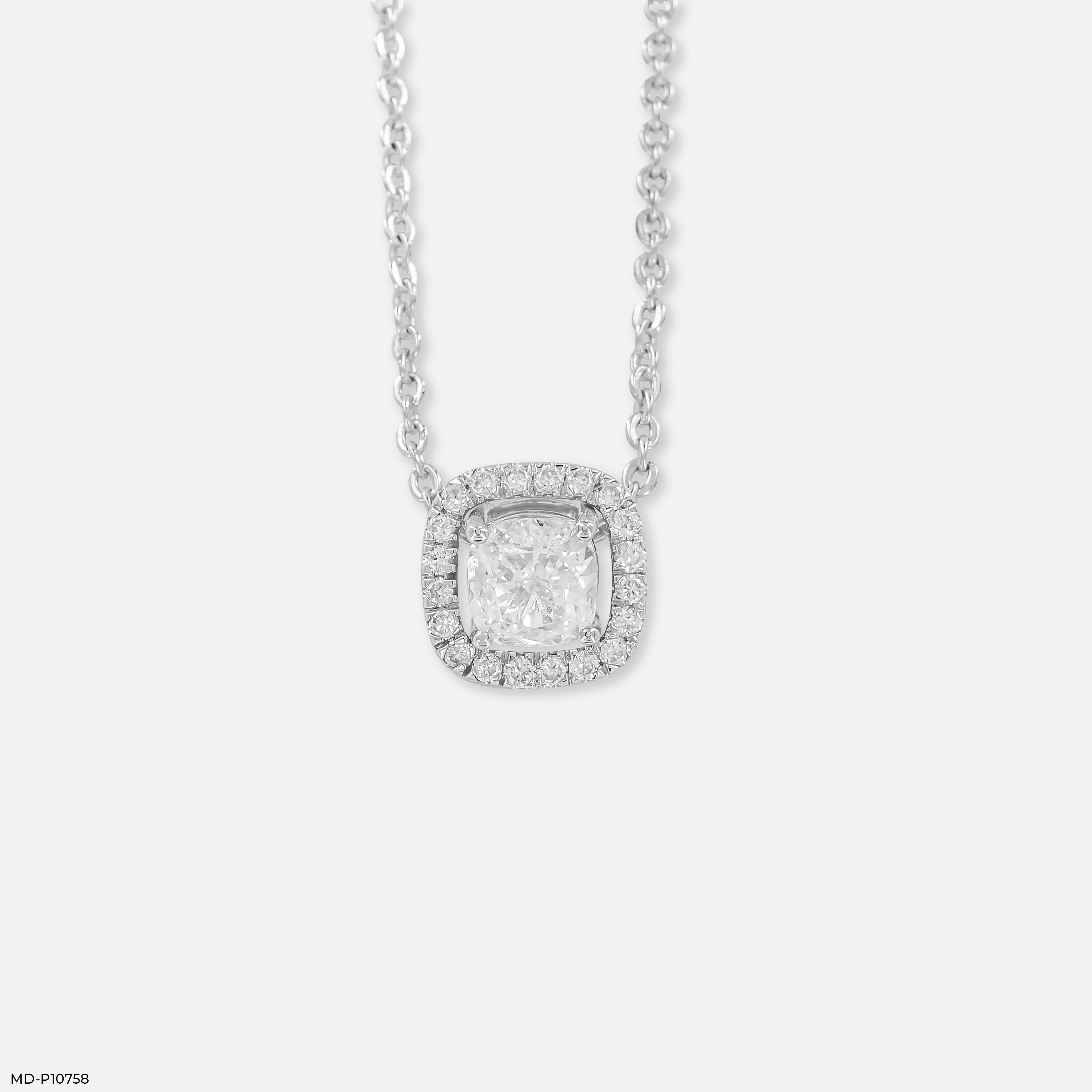 Halo Cushion Solitaire Diamond Pendant