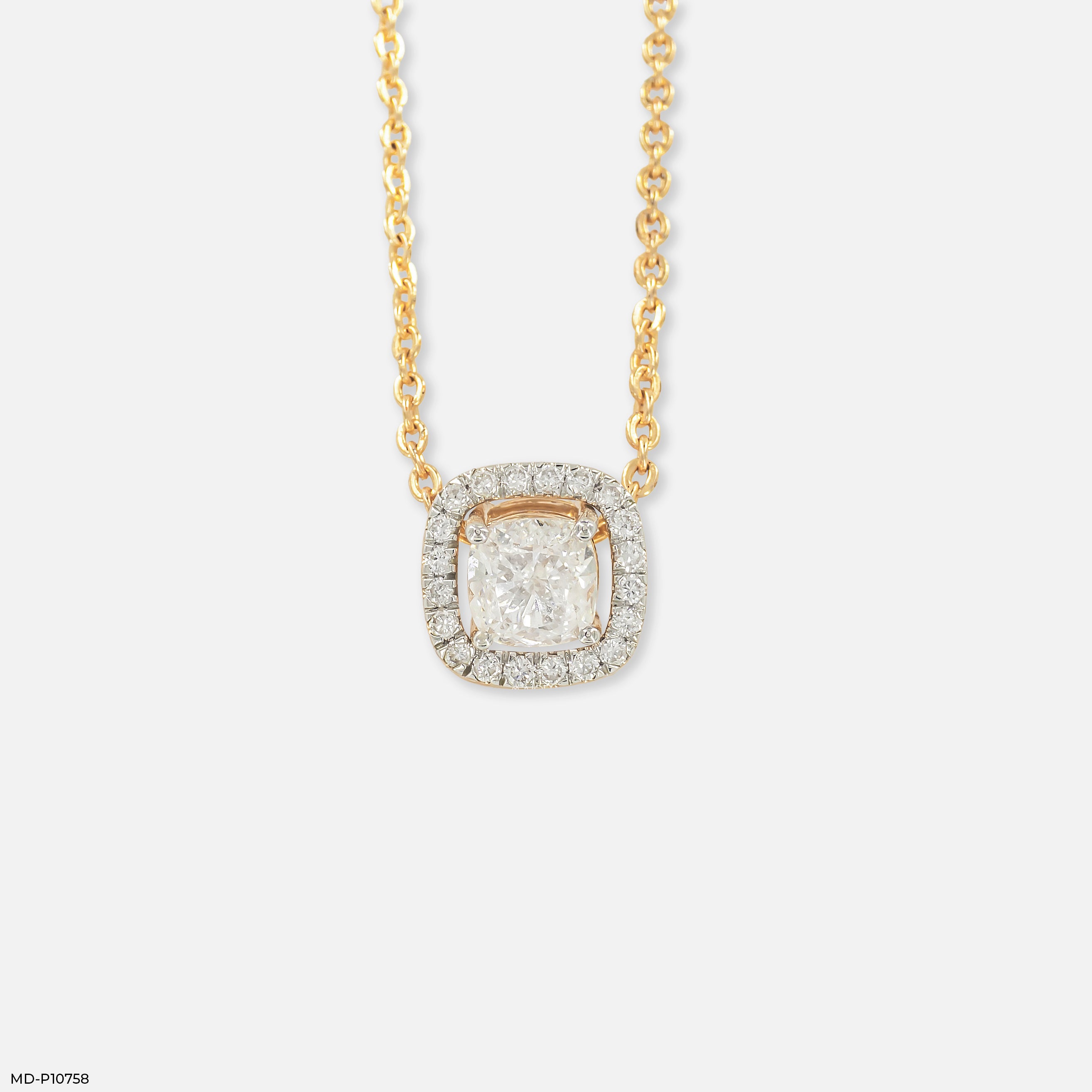 Halo Cushion Solitaire Diamond Pendant