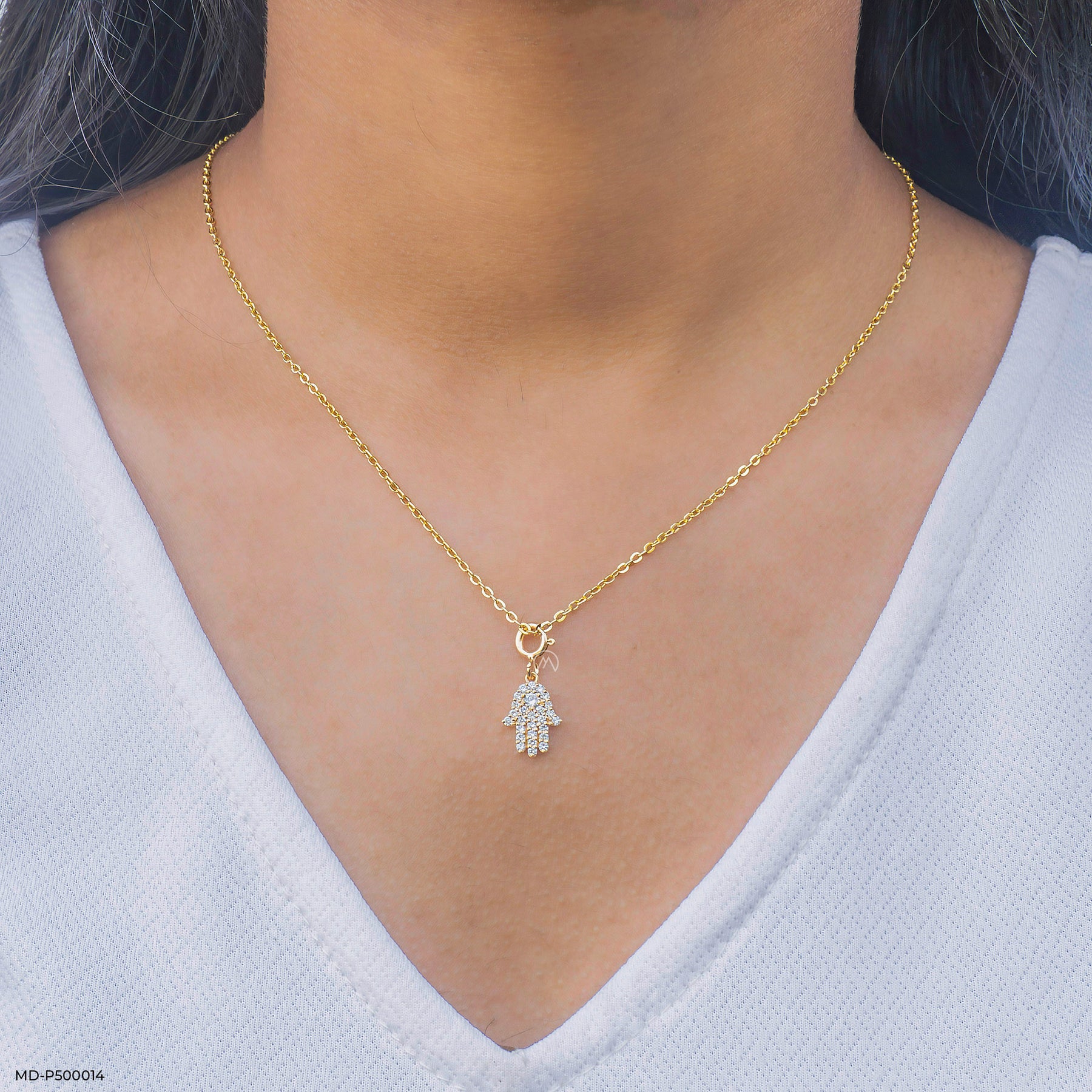 Palm of Peace Lab Diamond Charm 925 Silver