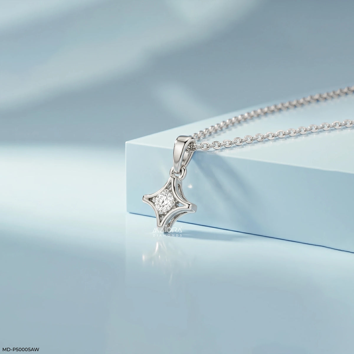 North Star Solitaire Round Diamond Pendant