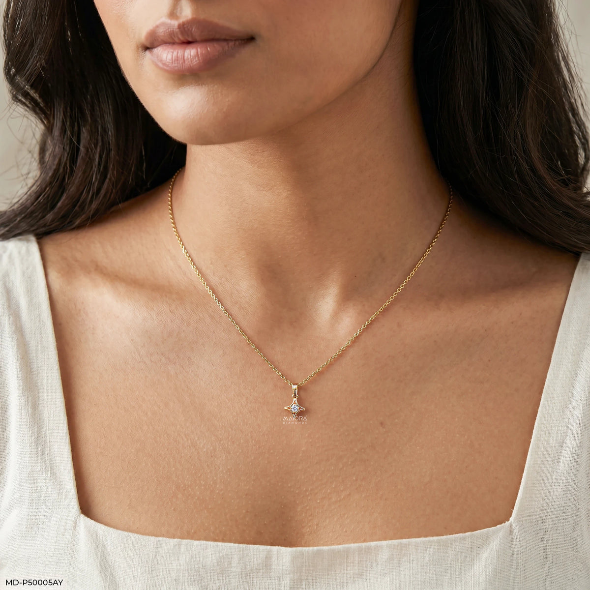 Modern Glow Solitaire Round Diamond Pendant