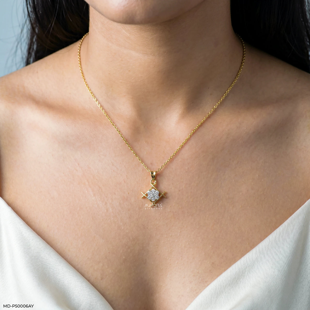 X Edges Cluster Diamond Pendant