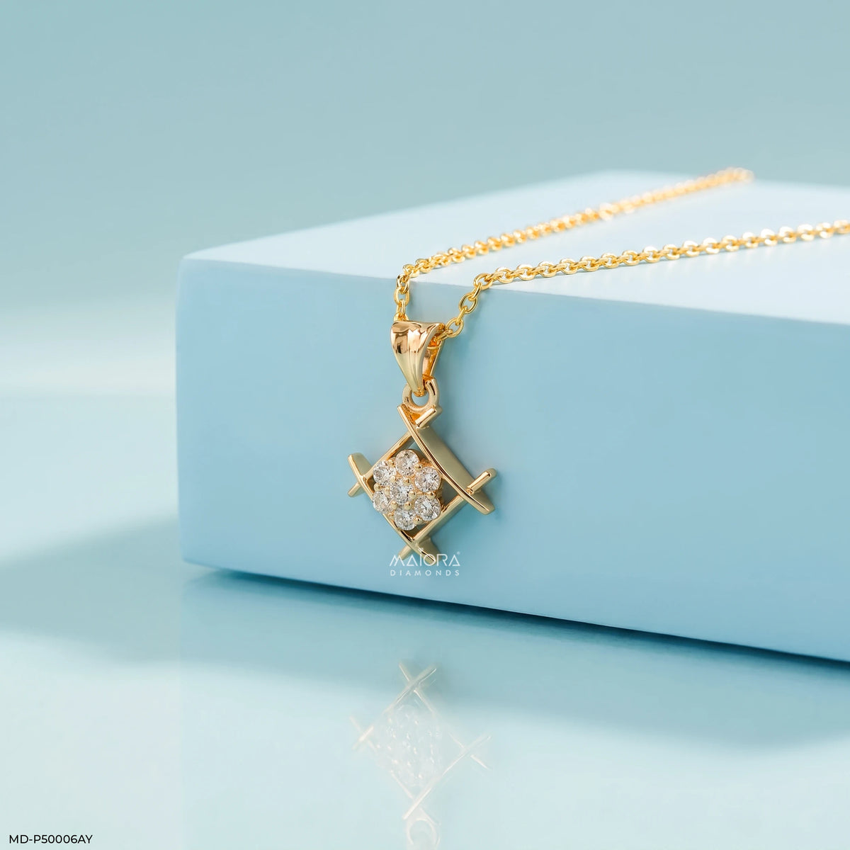 X Edges Cluster Diamond Pendant
