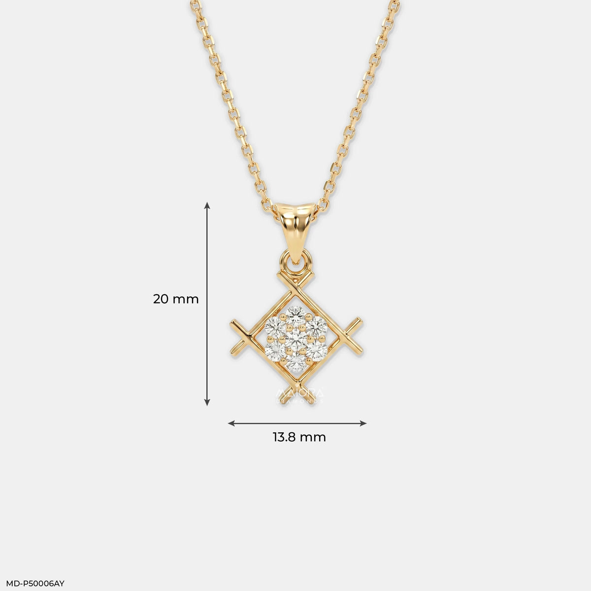 X Edges Cluster Diamond Pendant