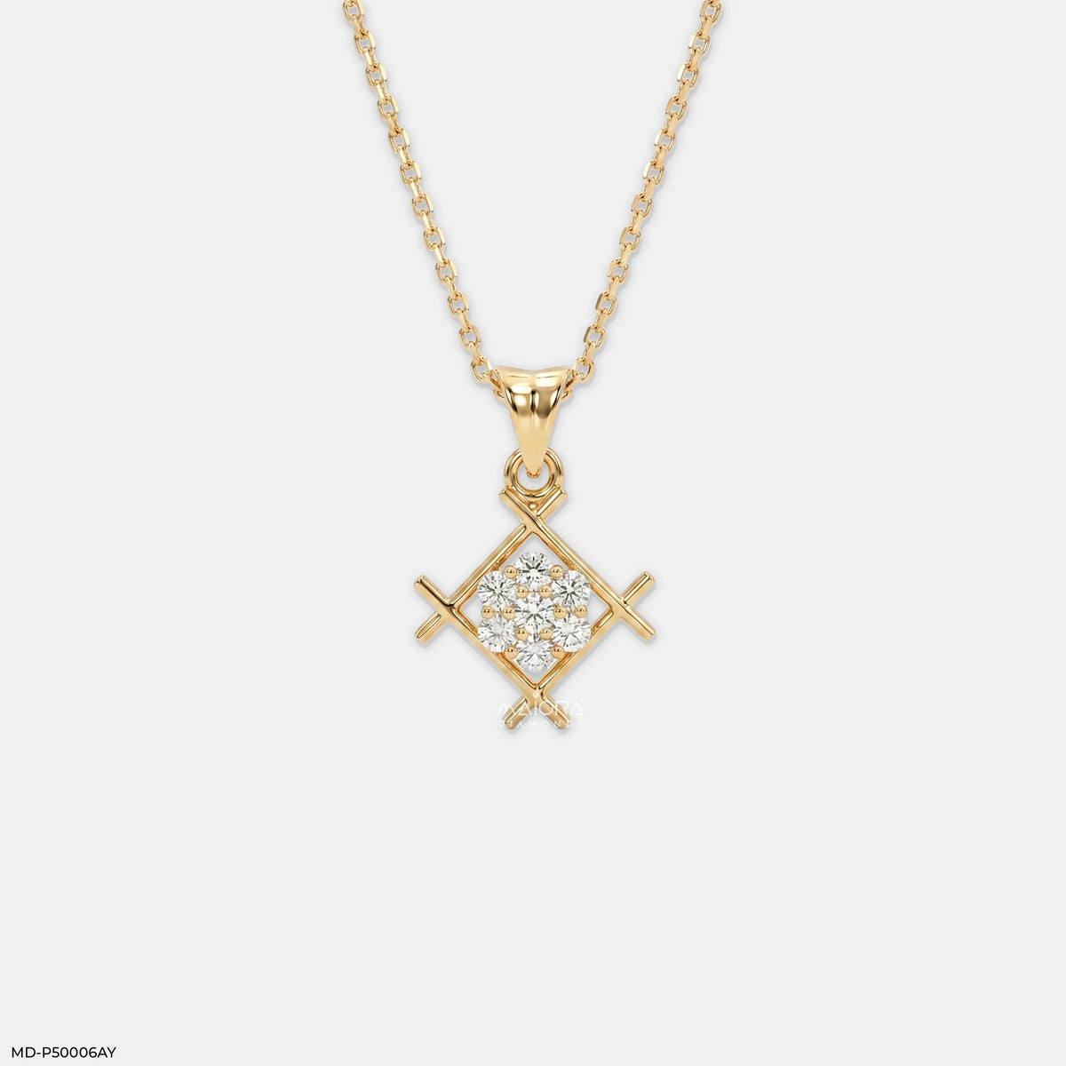 X Edges Cluster Diamond Pendant