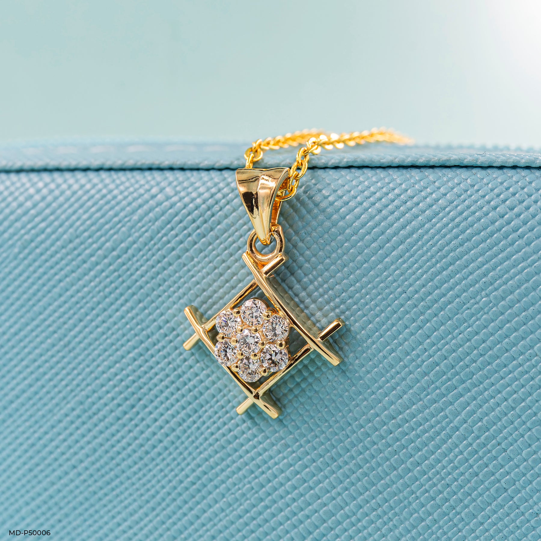 Squared Spark Lab Diamond Pendant 925 Sterling Silver