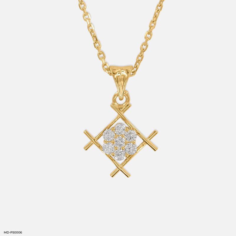 Squared Spark Lab Diamond Pendant 925 Sterling Silver