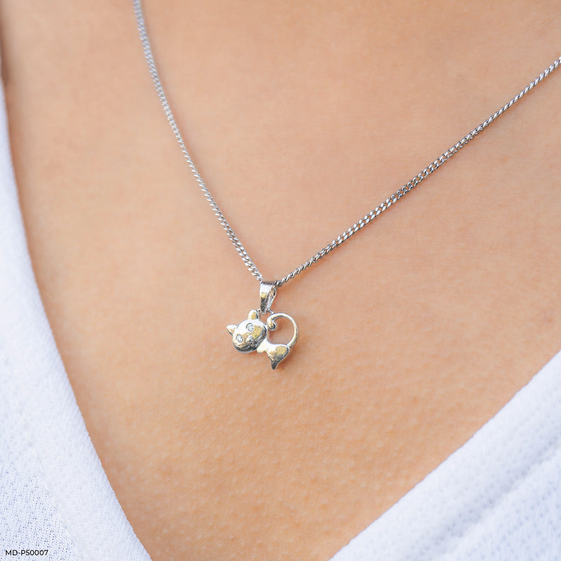 Kitty Bling Diamond Lab Pendant 925 Sterling Silver