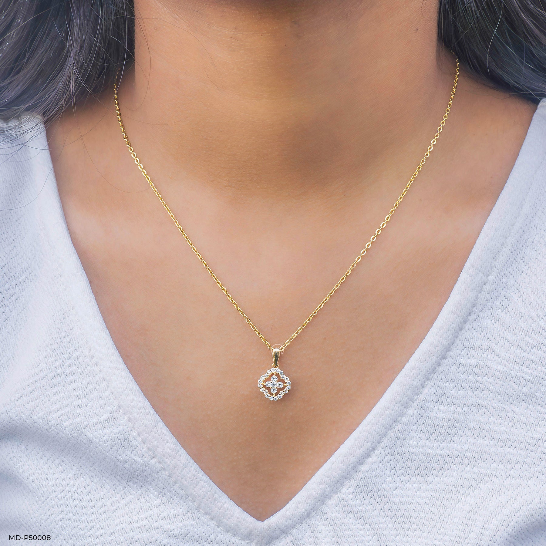 Edge of Elegance Lab Diamond Pendant 925 Sterling Silver