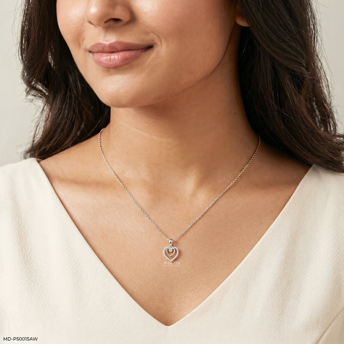 Doublet Heart Diamond Pendant