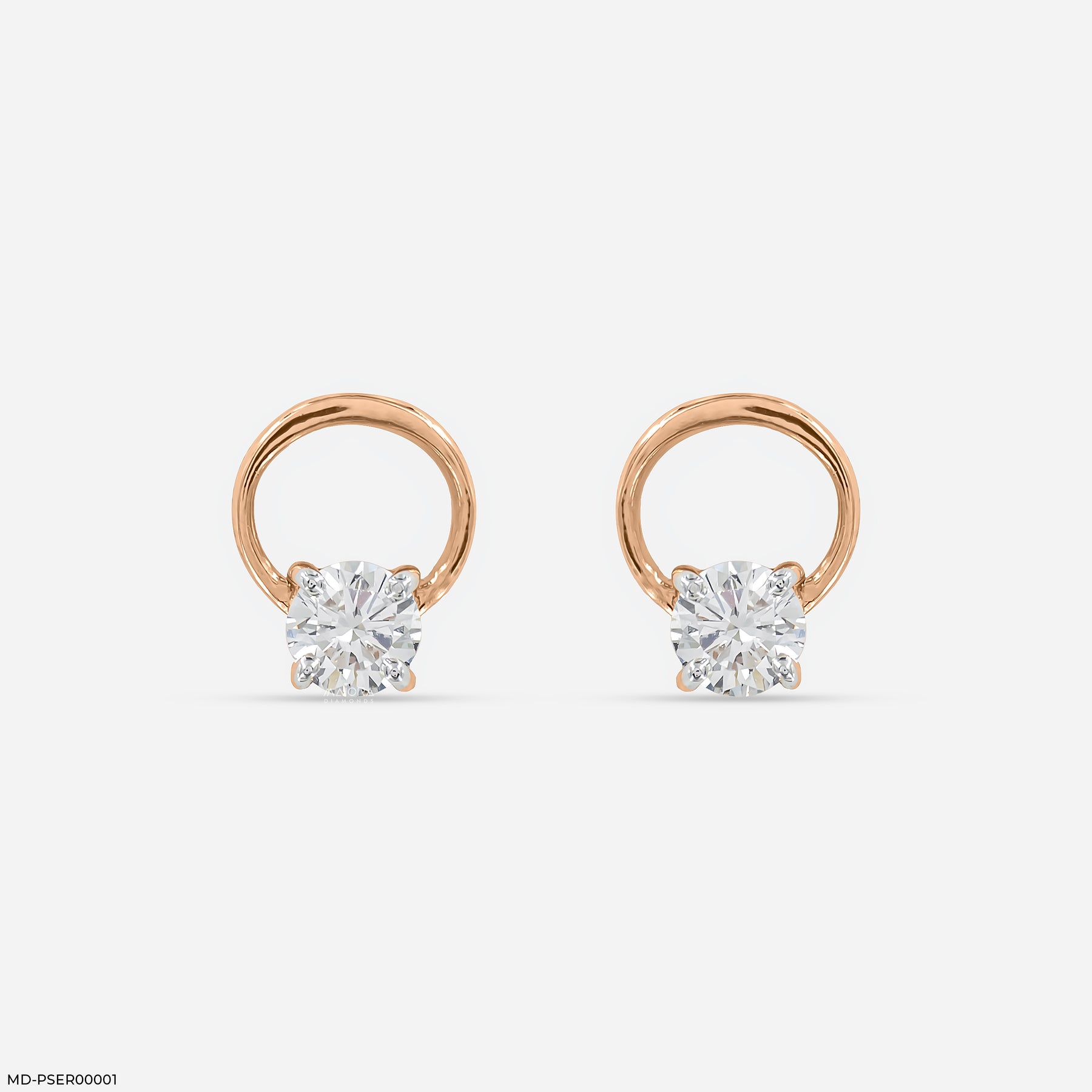 0.5 Carat Floating Lab Diamond Studs 14K Rose Gold