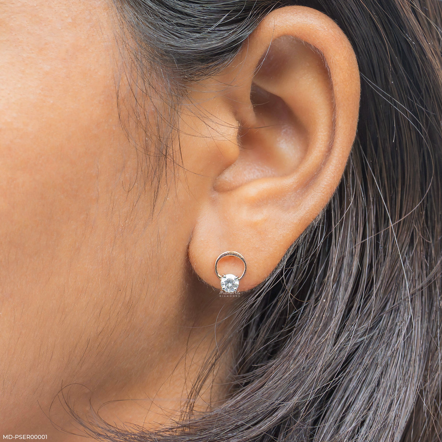 0.5 Carat Floating Lab Diamond Studs 14K Rose Gold