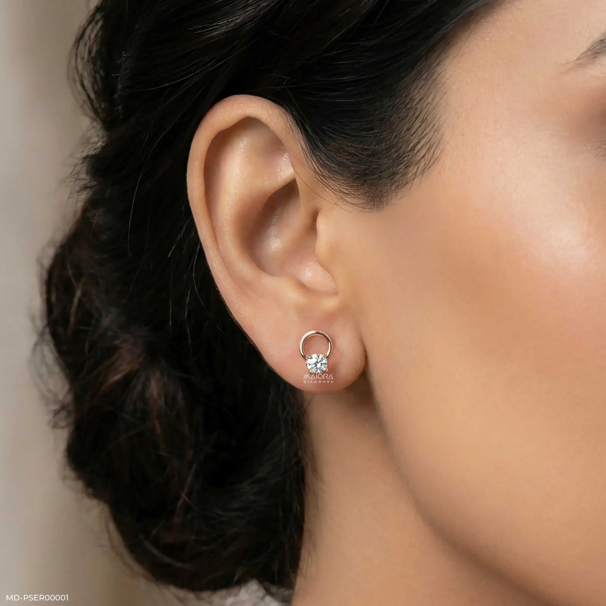 0.5 Carat Floating Lab Diamond Studs 14K Rose Gold