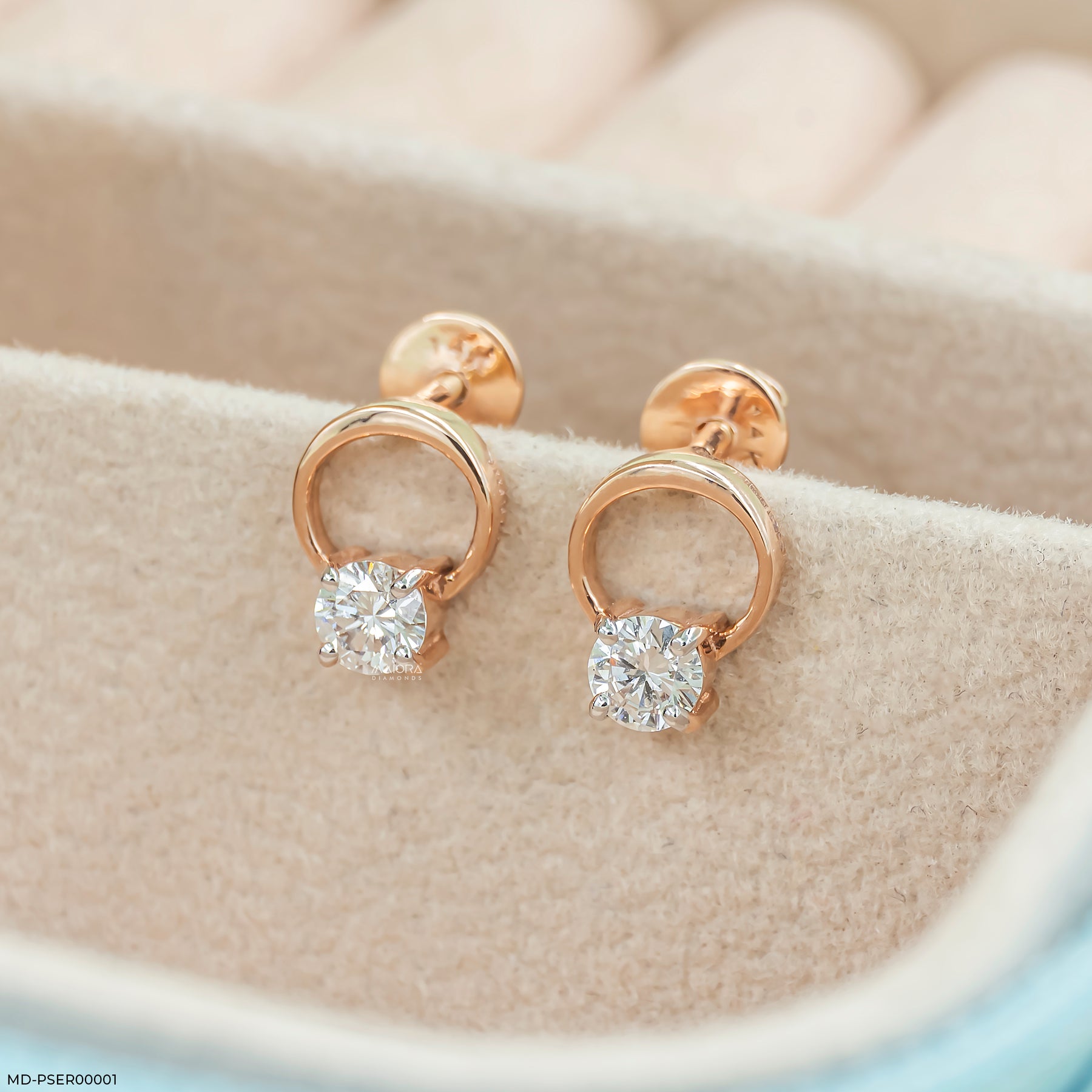 0.5 Carat Floating Lab Diamond Studs 14K Rose Gold