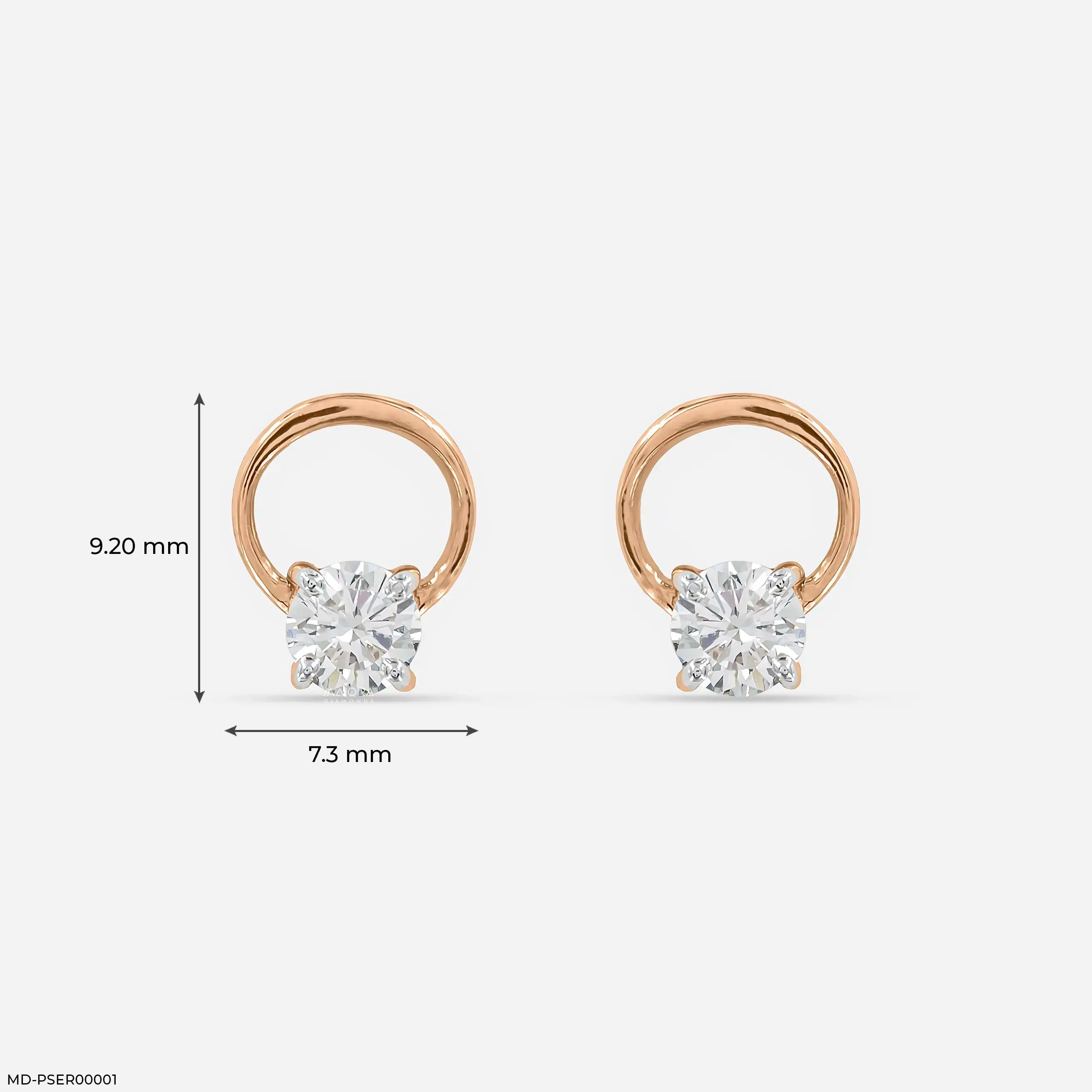 0.5 Carat Floating Lab Diamond Studs 14K Rose Gold