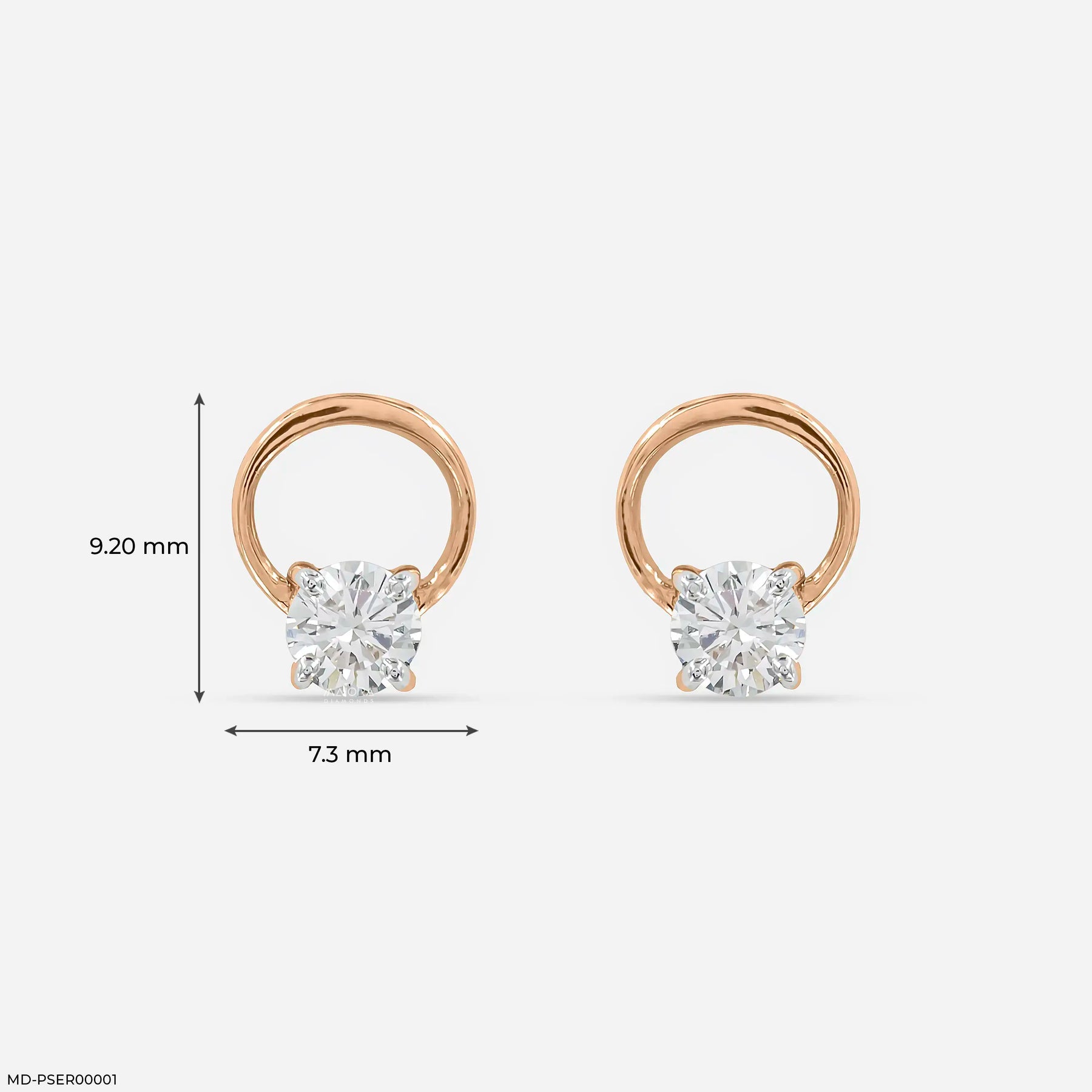 0.5 Carat Floating Lab Diamond Studs 14K Rose Gold