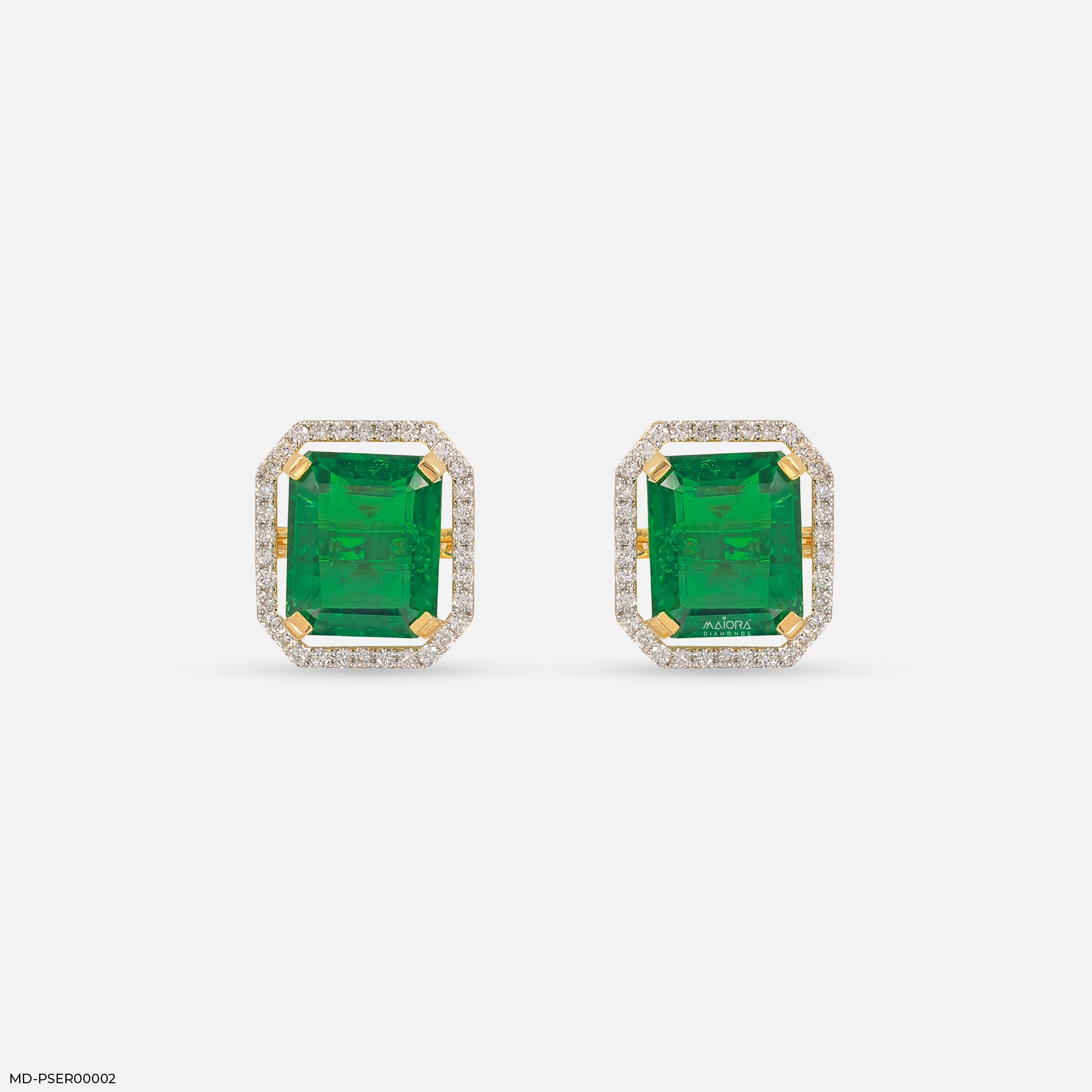 3 Carat Vintage Emerald Cluster Lab Diamond Earrings