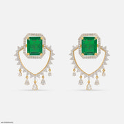 3 Carat Vintage Emerald Cluster Lab Diamond Earrings