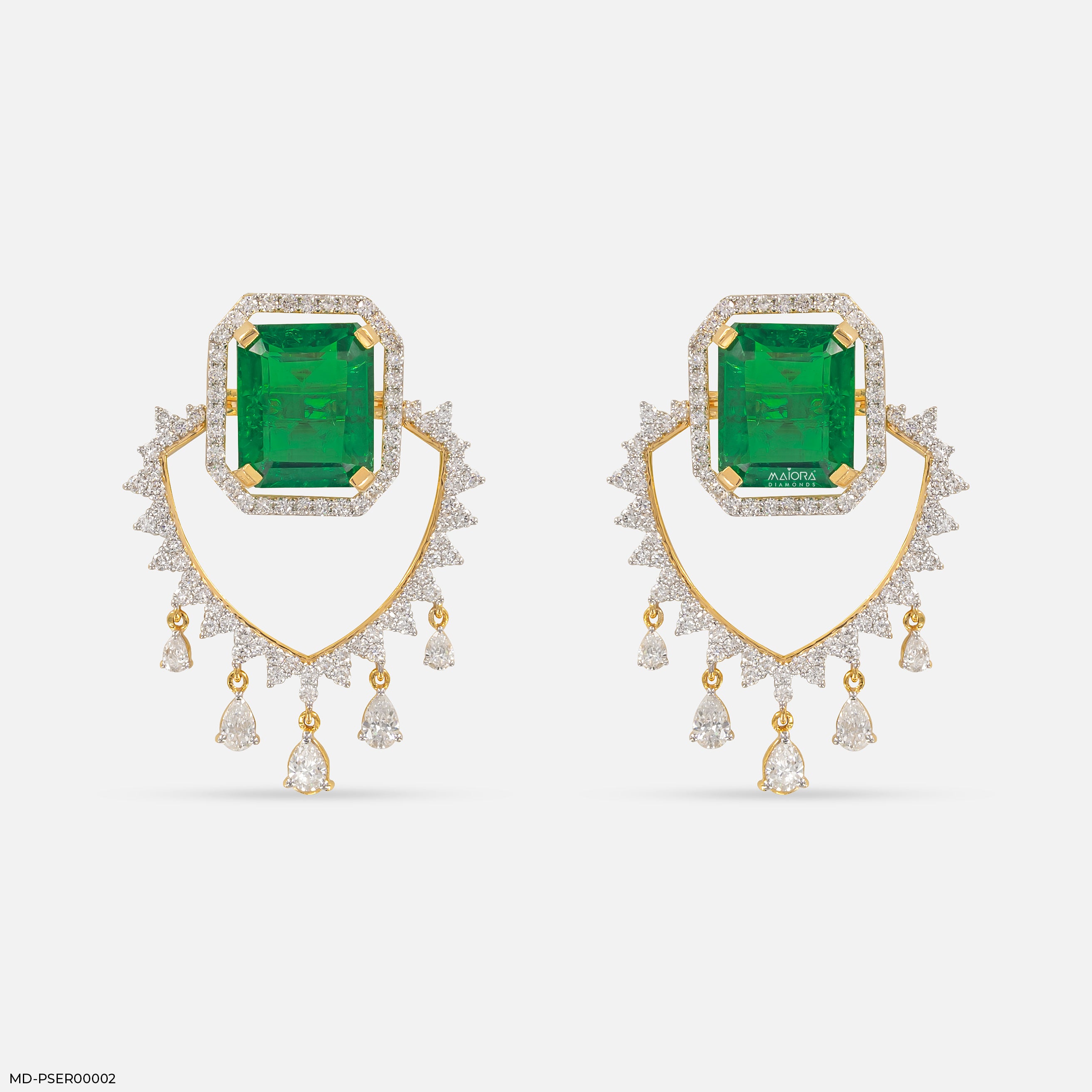 3 Carat Vintage Emerald Cluster Lab Diamond Earrings