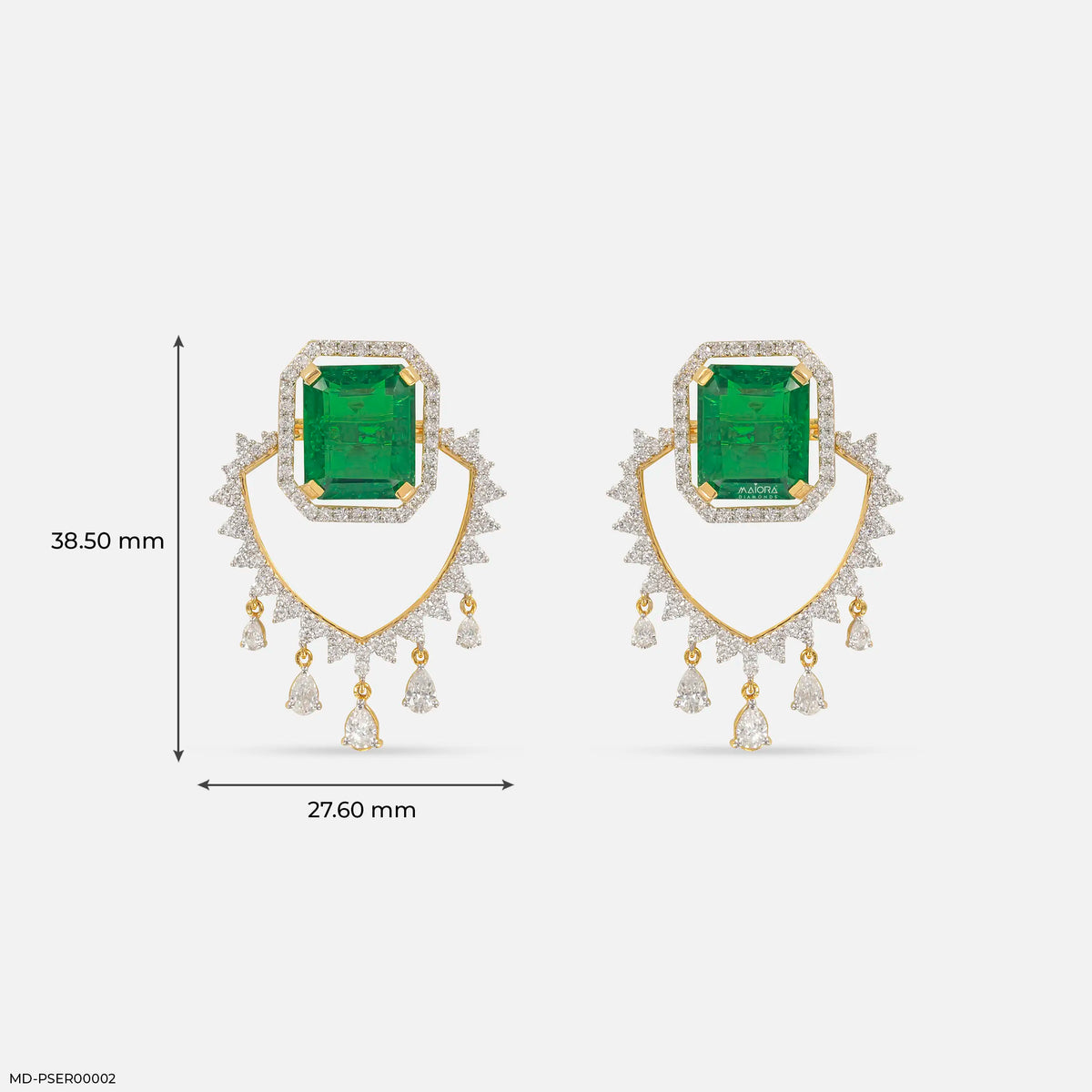 3 Carat Vintage Emerald Cluster Lab Diamond Earrings