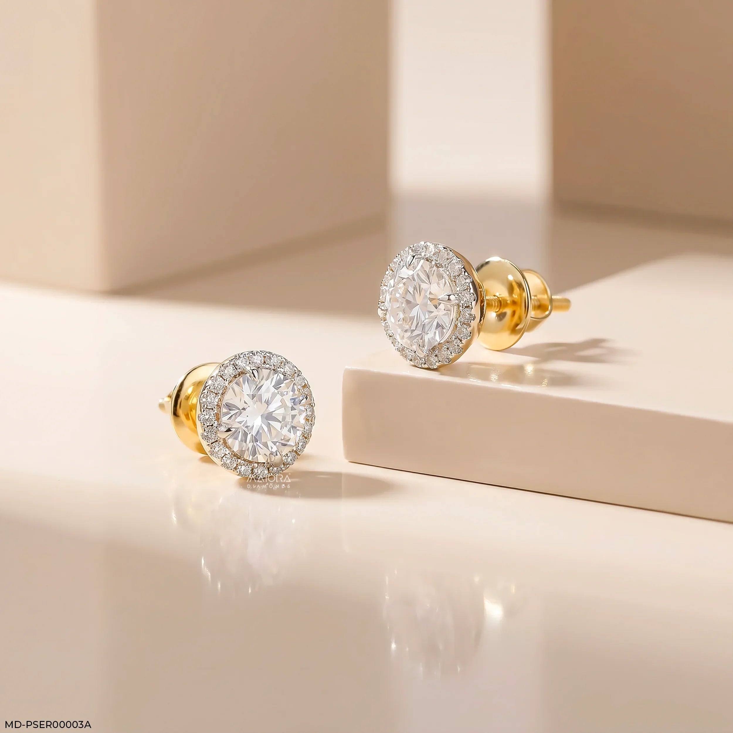 2.35 Carat Round Orbital Solitaire Stud Diamond Earrings