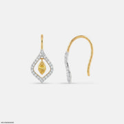Glitering Marquise Yellow Color Diamond Earrings